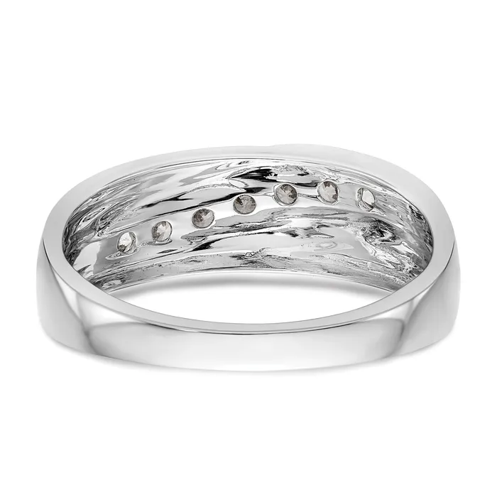 Rings 14k White Gold 12 Ct Lab Grown Diamond VSSI G Seven Stone Mens Ring Goldia
