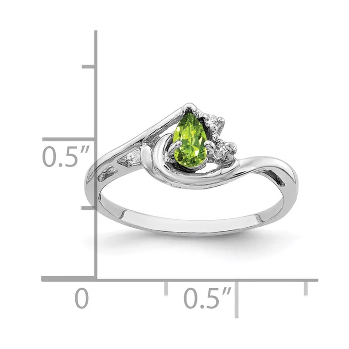 Rings 14k White Gold 5x3mm Pear Peridot A Real Diamond ring Goldia