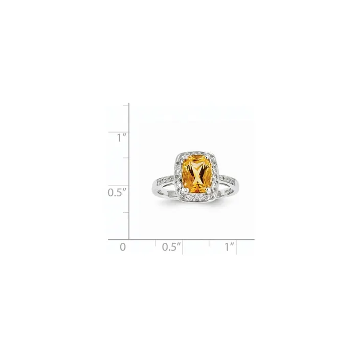 Rings 14k White Gold Real Diamond and Citrine Oval Ring Goldiacom