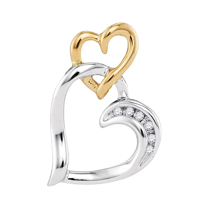 Rings gndatlanta 10k Twotone White Yellow Gold Round Diamond Heart Pendant 03 Cttw Rings gndatlanta 10k Twotone White Yellow Gold Round Diamond Heart Pendant 03 Cttw