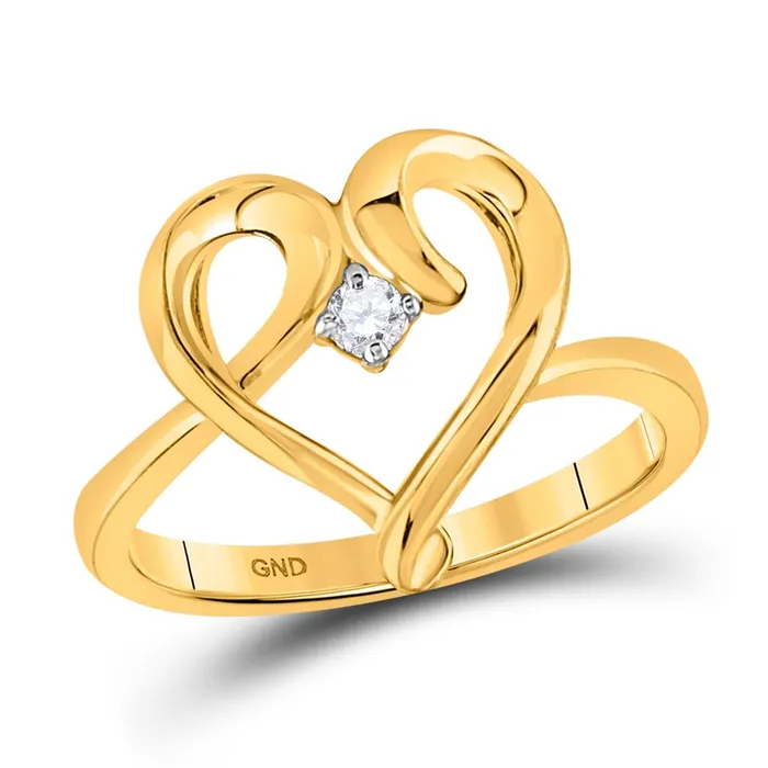 Rings gndatlanta 10k Yellow Gold Round Diamond Heart Promise Ring 120 Cttw Rings gndatlanta 10k Yellow Gold Round Diamond Heart Promise Ring 120 Cttw
