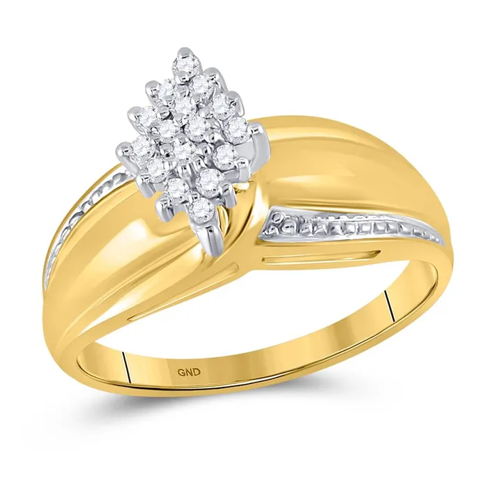 Rings gndatlanta 10k Yellow Gold Round Diamond Marquiseshape Cluster Ring 16 Cttw Rings gndatlanta 10k Yellow Gold Round Diamond Marquiseshape Cluster Ring 16 Cttw