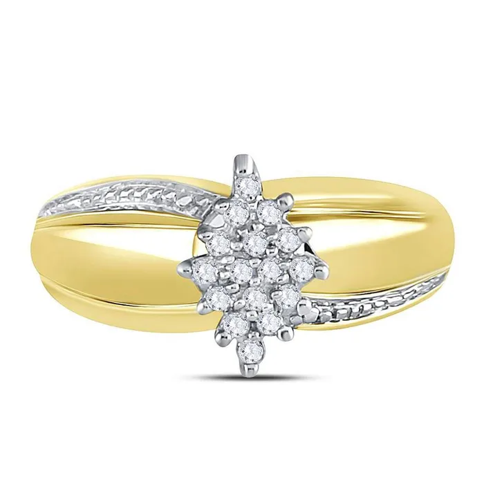 Rings gndatlanta 10k Yellow Gold Round Diamond Marquiseshape Cluster Ring 16 Cttw