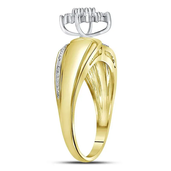 Rings gndatlanta 10k Yellow Gold Round Diamond Marquiseshape Cluster Ring 16 Cttw