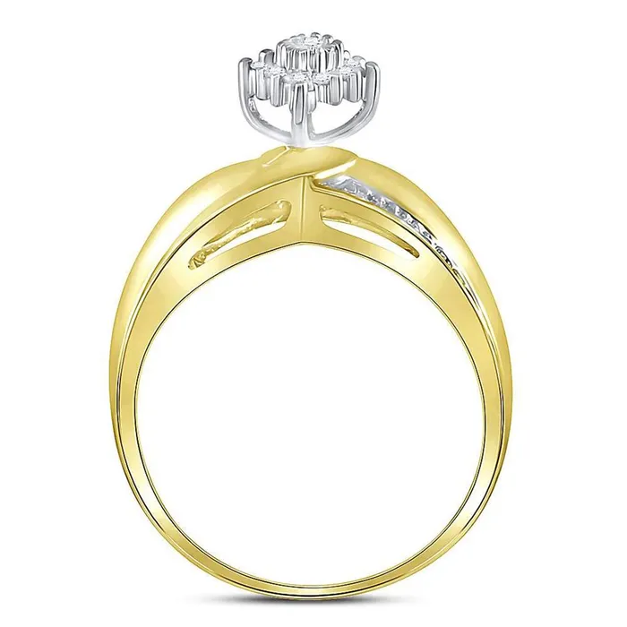 Rings gndatlanta 10k Yellow Gold Round Diamond Marquiseshape Cluster Ring 16 Cttw
