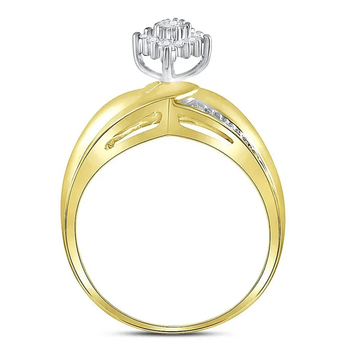 Rings gndatlanta 10k Yellow Gold Round Diamond Marquiseshape Cluster Ring 16 Cttw