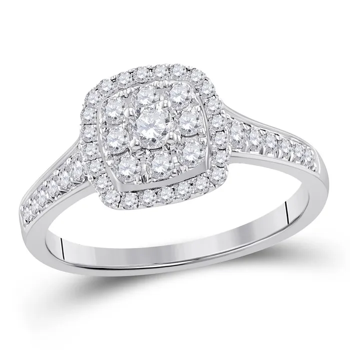 Rings gndatlanta 14k White Gold Round Diamond Cluster Bridal Engagement Ring 58 Cttw Certified Rings gndatlanta 14k White Gold Round Diamond Cluster Bridal Engagement Ring 58 Cttw Certified