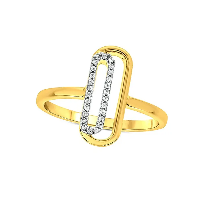 Rings Goldia 007 CT TW Natural Diamond Paperclip Ring in Sterling Silver with Solid 14K Gold Plate