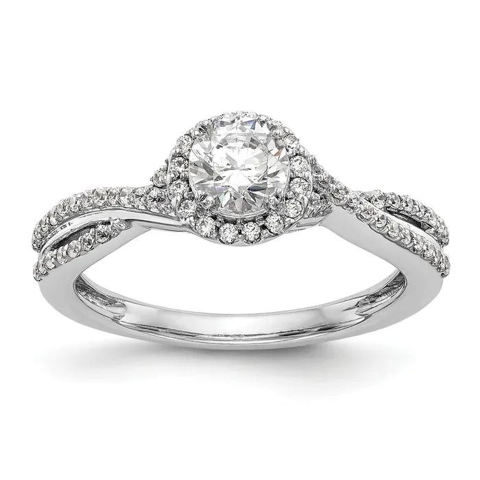 Rings Goldia 050ct CZ Solid Real 14K White Gold Round Halo Engagement Ring Rings Goldia 050ct CZ Solid Real 14K White Gold Round Halo Engagement Ring
