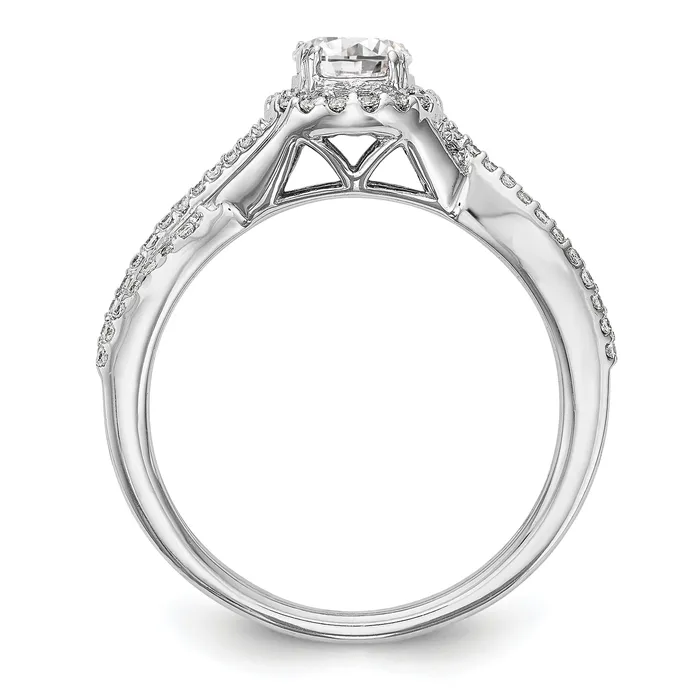 Rings Goldia 050ct CZ Solid Real 14K White Gold Round Halo Engagement Ring