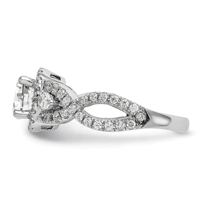 Rings Goldia 050ct CZ Solid Real 14K White Gold Round Halo Engagement Ring