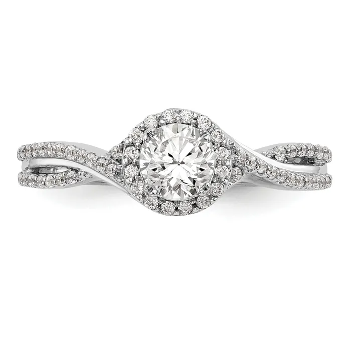 Rings Goldia 050ct CZ Solid Real 14K White Gold Round Halo Engagement Ring