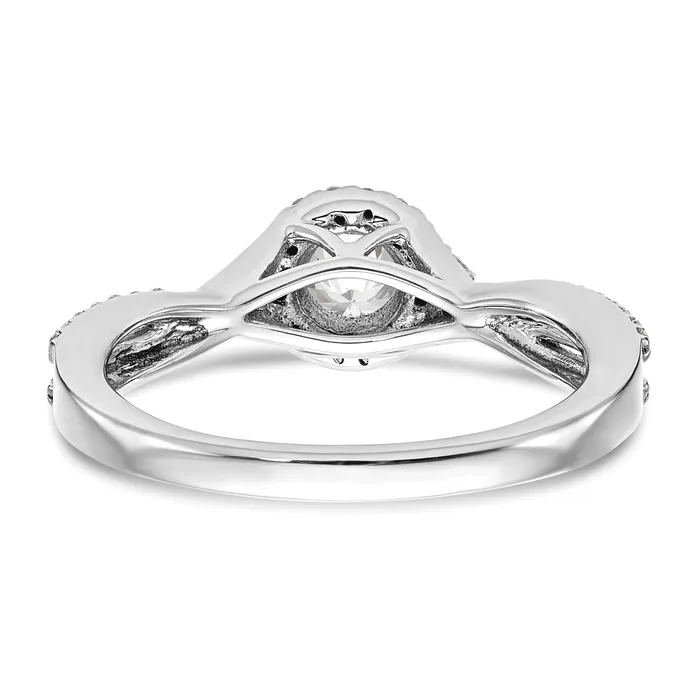 Rings Goldia 050ct CZ Solid Real 14K White Gold Round Halo Engagement Ring