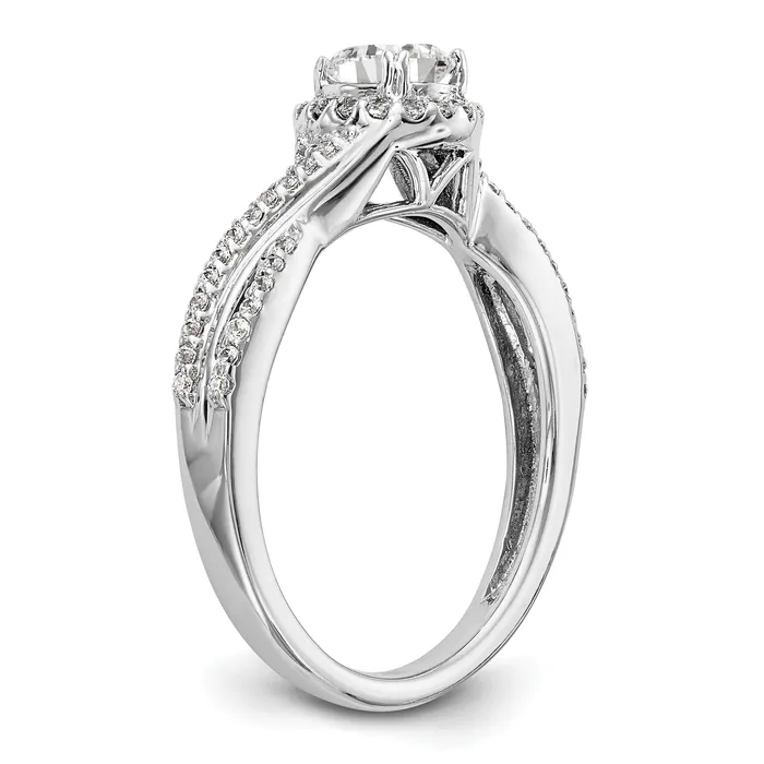 Rings Goldia 050ct CZ Solid Real 14K White Gold Round Halo Engagement Ring