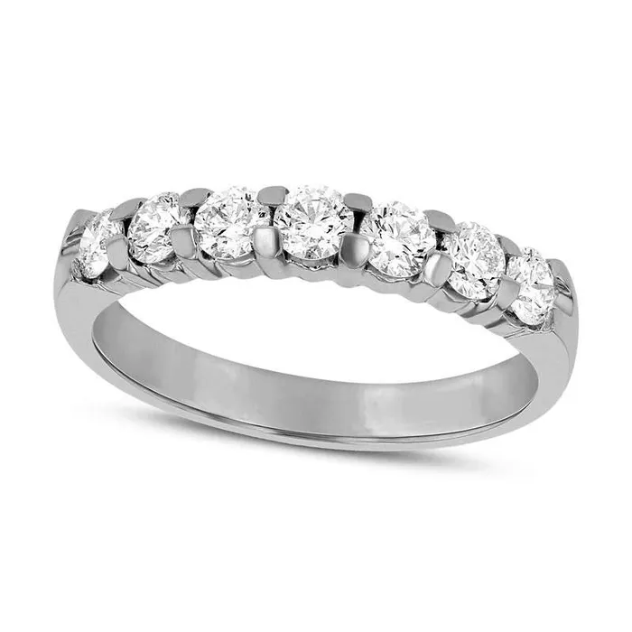 Rings Goldia 075 CT TW Natural Diamond Seven Stone Anniversary Band in Solid 14K White Gold Rings Goldia 075 CT TW Natural Diamond Seven Stone Anniversary Band in Solid 14K White Gold