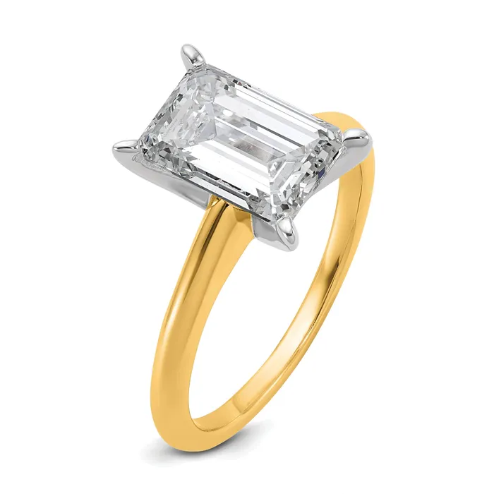 Rings Goldia 14k TwoTone 3 Ct Certified Lab Grown Diamond VSSI G Emerald Solitaire Engagement Ring