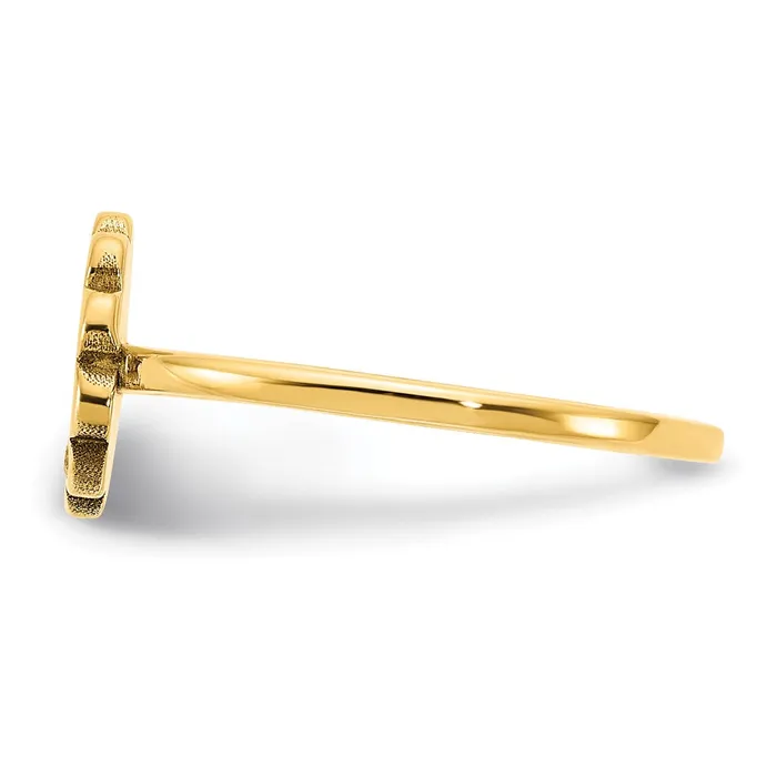 Rings Goldia 14K Yellow Gold Initial Flower with Real Diamond Signet Ring