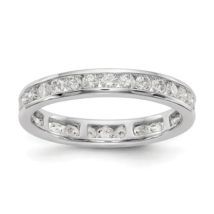 Rings Goldia Solid Real 14k White Gold Polished 1ct Channel Set CZ Eternity Wedding Band Ring Rings Goldia Solid Real 14k White Gold Polished 1ct Channel Set CZ Eternity Wedding Band Ring