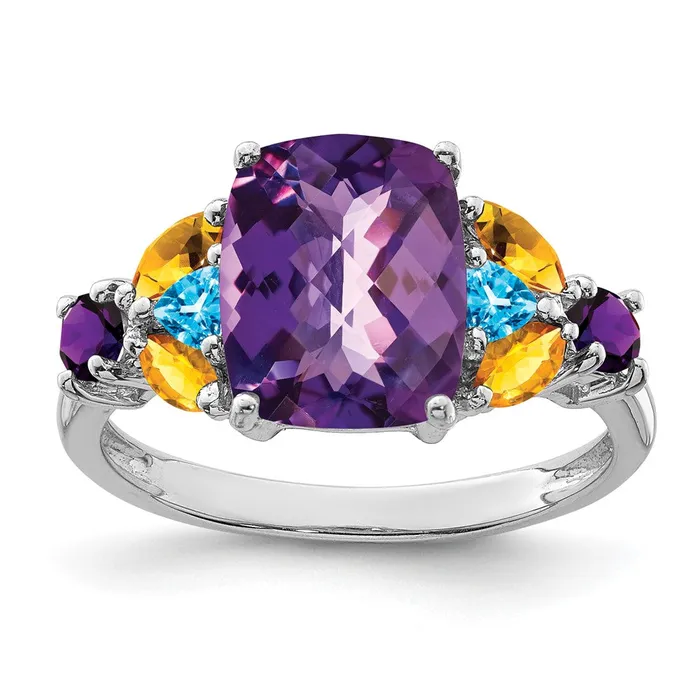 Rings Goldia Sterling Silver Rhodiumplated Amethyst Blue Topaz u0026 Citrine Ring Rings Goldia Sterling Silver Rhodiumplated Amethyst Blue Topaz u0026 Citrine Ring