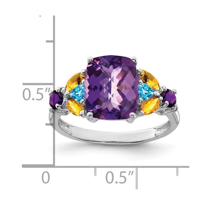 Rings Goldia Sterling Silver Rhodiumplated Amethyst Blue Topaz u0026 Citrine Ring