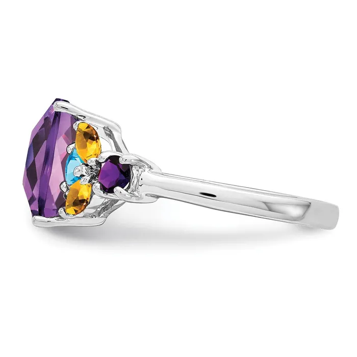 Rings Goldia Sterling Silver Rhodiumplated Amethyst Blue Topaz u0026 Citrine Ring