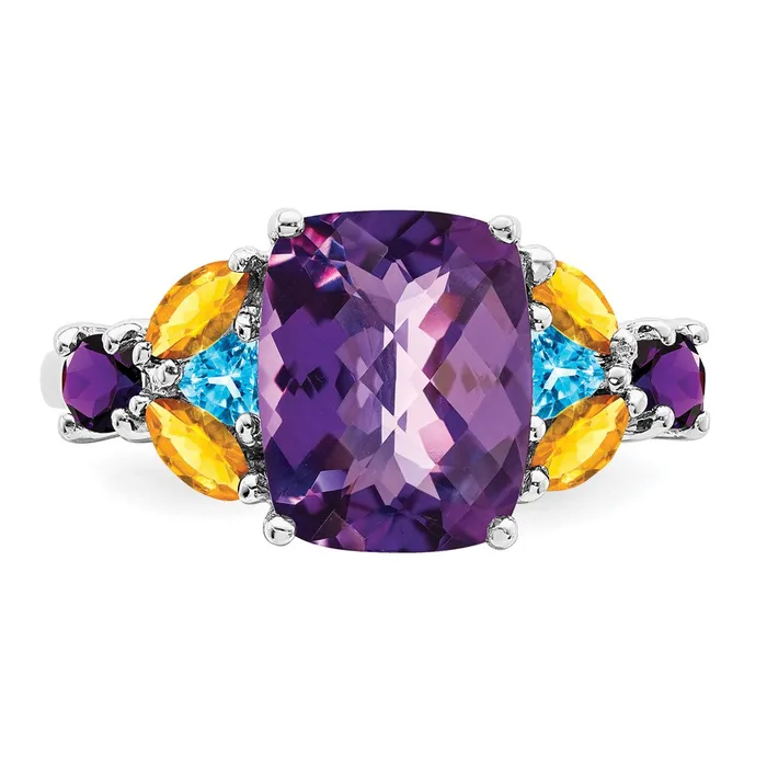 Rings Goldia Sterling Silver Rhodiumplated Amethyst Blue Topaz u0026 Citrine Ring