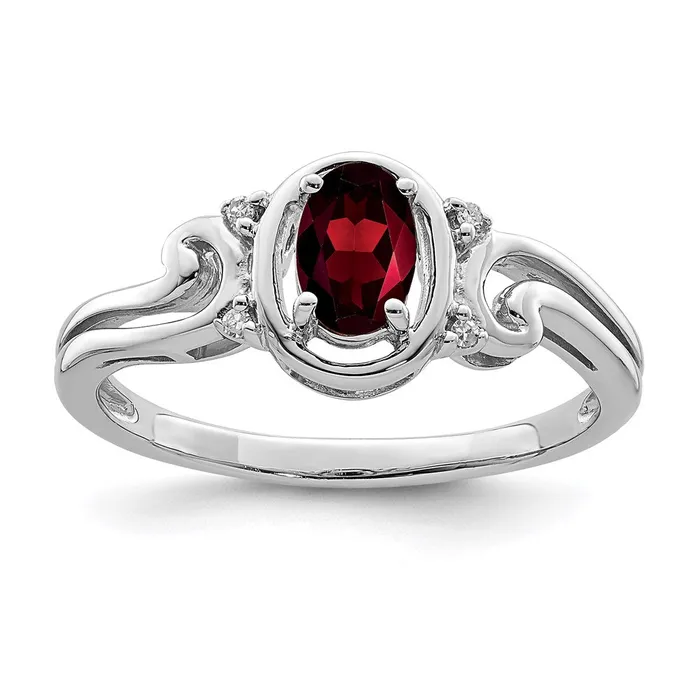Rings Goldia Sterling Silver Rhodium Plated Diamond u0026 Garnet Oval Ring