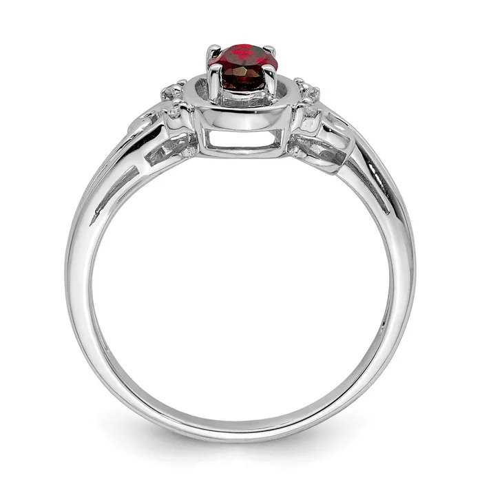Rings Goldia Sterling Silver Rhodium Plated Diamond u0026 Garnet Oval Ring