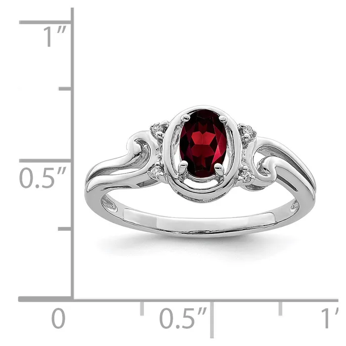 Rings Goldia Sterling Silver Rhodium Plated Diamond u0026 Garnet Oval Ring