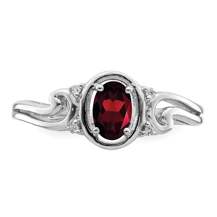 Rings Goldia Sterling Silver Rhodium Plated Diamond u0026 Garnet Oval Ring