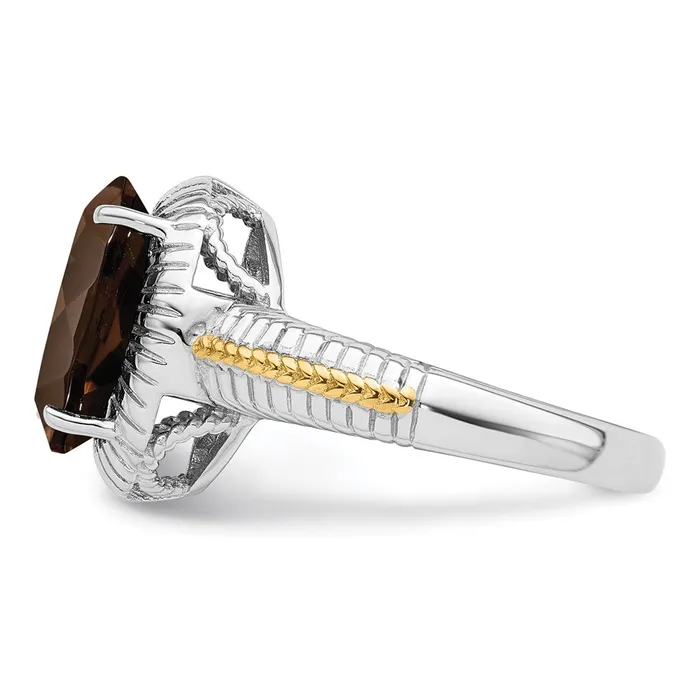 Rings Goldia Sterling Silver Rhodium w Flash Goldplate Smoky Quartz Ring
