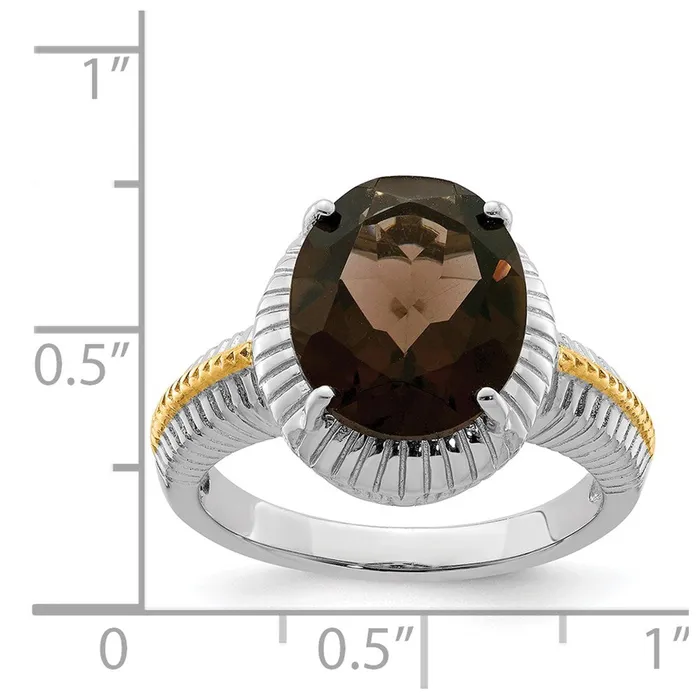 Rings Goldia Sterling Silver Rhodium w Flash Goldplate Smoky Quartz Ring