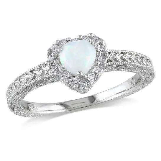 Rings JMS always Original Amour Silver 17 CT Diamond TW And 13 CT TGW Opal Fashion Ring Rings JMS always Original Amour Silver 17 CT Diamond TW And 13 CT TGW Opal Fashion Ring