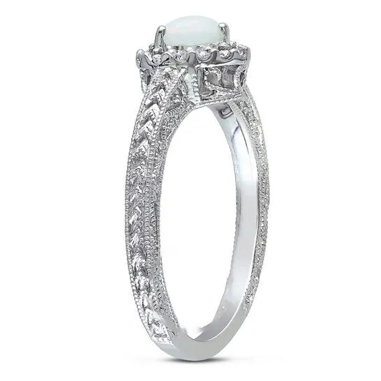 Rings JMS always Original Amour Silver 17 CT Diamond TW And 13 CT TGW Opal Fashion Ring Rings JMS always Original Amour Silver 17 CT Diamond TW And 13 CT TGW Opal Fashion Ring