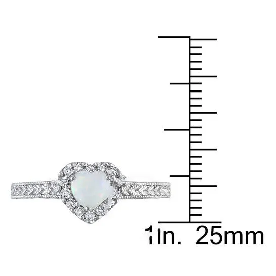 Rings JMS always Original Amour Silver 17 CT Diamond TW And 13 CT TGW Opal Fashion Ring Rings JMS always Original Amour Silver 17 CT Diamond TW And 13 CT TGW Opal Fashion Ring