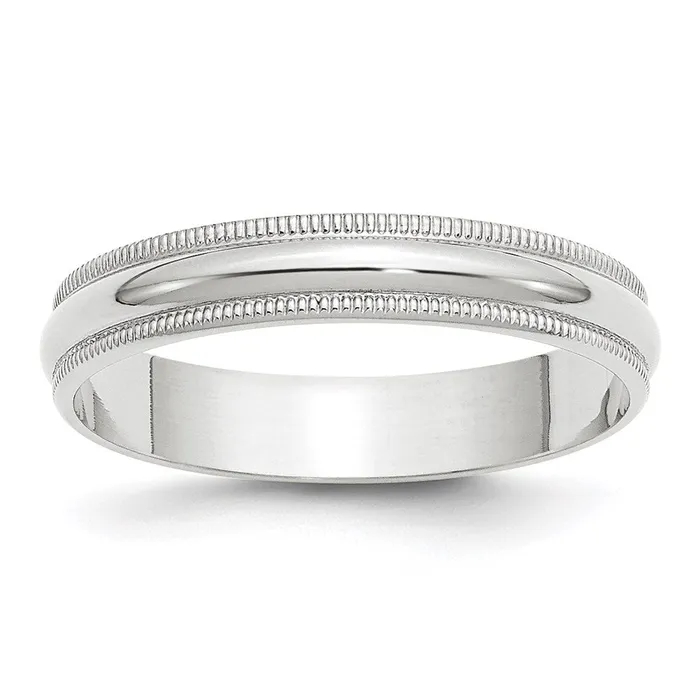 Rings Solid 18K White Gold 4mm Light Weight Milgrain Half Round MensWomens Wedding Band Ring Size 14 Goldia Rings Solid 18K White Gold 4mm Light Weight Milgrain Half Round MensWomens Wedding Band Ring Size 14 Goldia