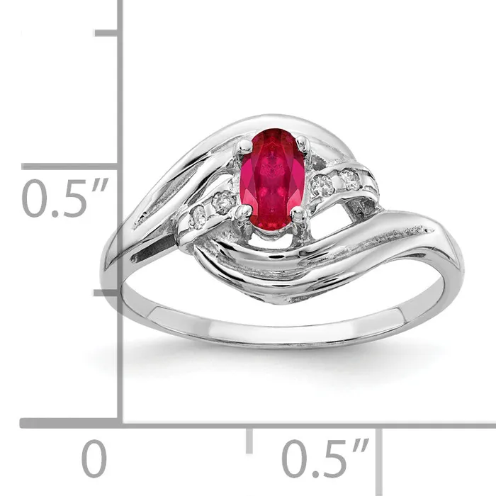 Solid 14k White Gold 5x3mm Oval Simulated Ruby AAA CZ Ring Goldia Rings