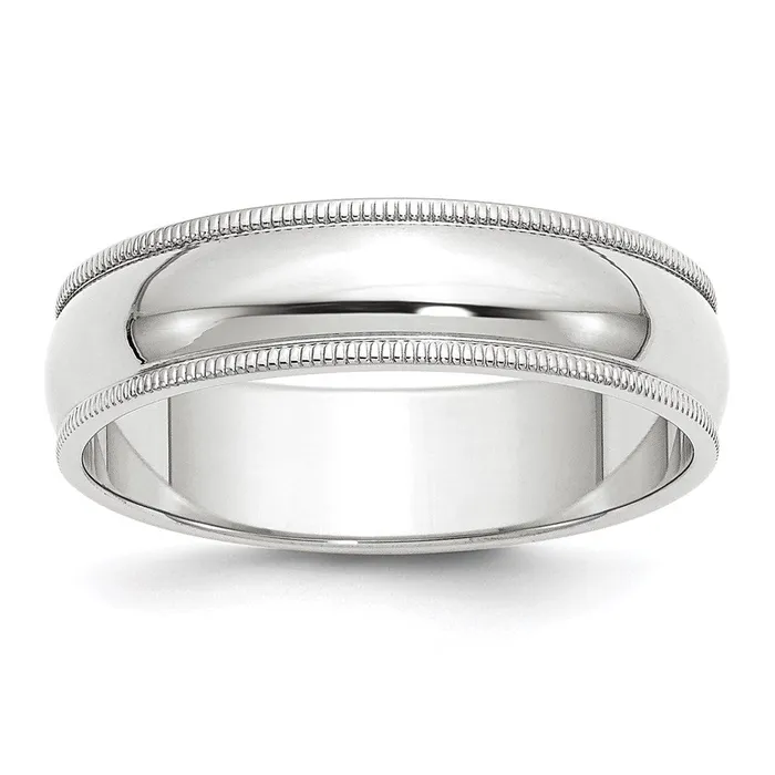 Solid 18K White Gold 6mm Milgrain Half Round MensWomens Wedding Band Ring Size 125 Goldia Rings Solid 18K White Gold 6mm Milgrain Half Round MensWomens Wedding Band Ring Size 125 Goldia Rings