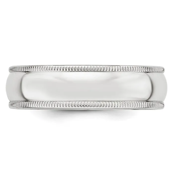 Solid 18K White Gold 6mm Milgrain Half Round MensWomens Wedding Band Ring Size 125 Goldia Rings Solid 18K White Gold 6mm Milgrain Half Round MensWomens Wedding Band Ring Size 125 Goldia Rings