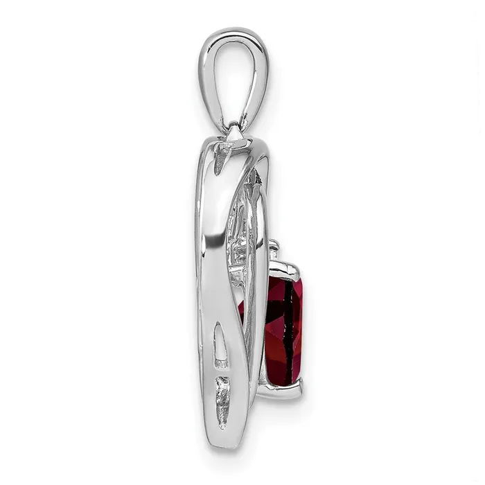 Sterling Silver Garnet and Real Diamond Pendant Goldia Necklaces