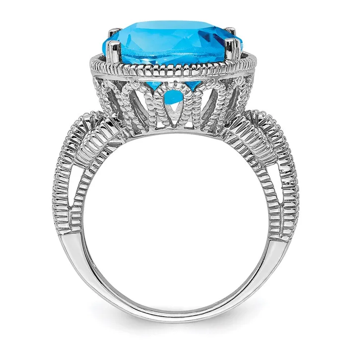 Sterling Silver Rhodium Blue Topaz Ring Goldia Rings