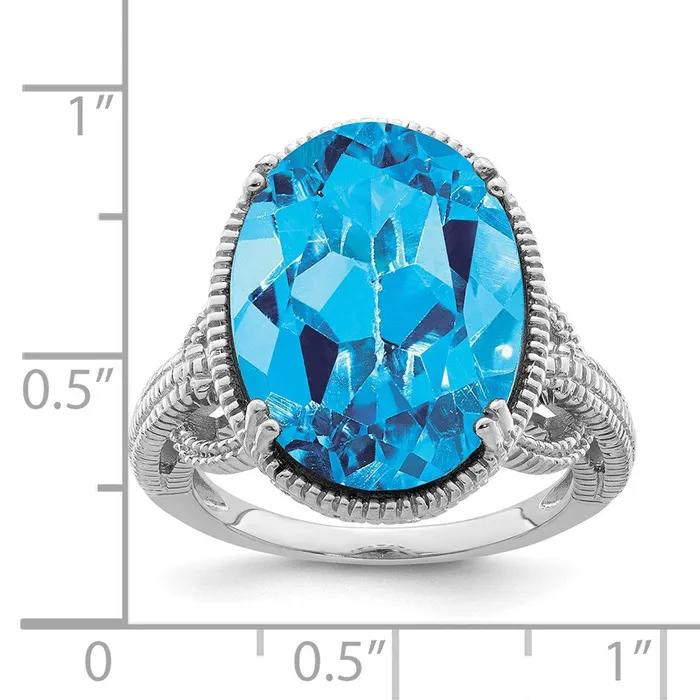 Sterling Silver Rhodium Blue Topaz Ring Goldia Rings