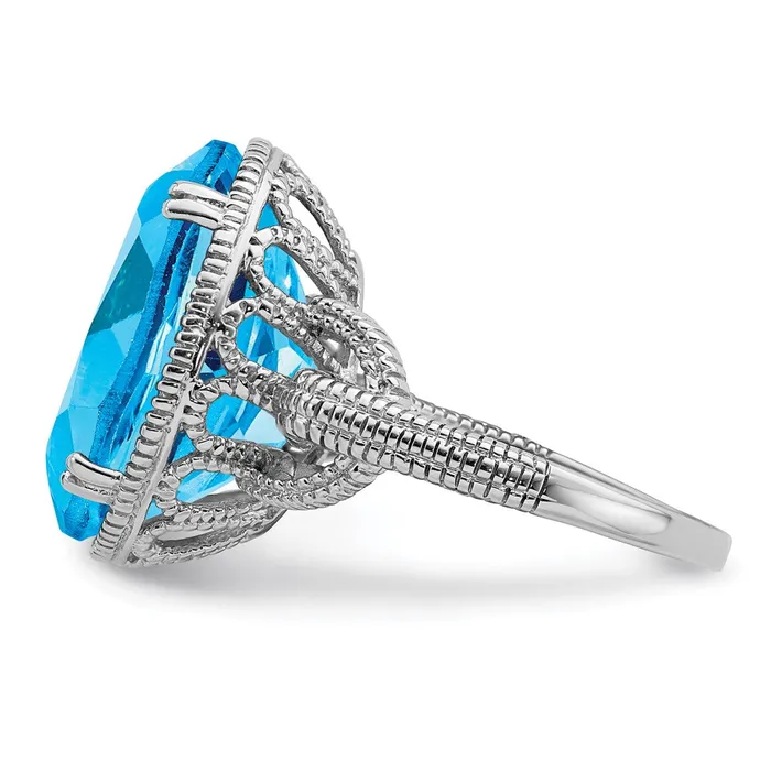 Sterling Silver Rhodium Blue Topaz Ring Goldia Rings