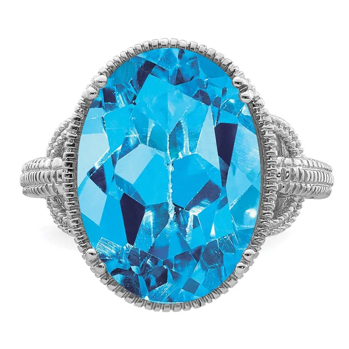 Sterling Silver Rhodium Blue Topaz Ring Goldia Rings