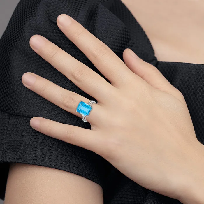 Sterling Silver Rhodium Blue Topaz Ring Goldia Rings