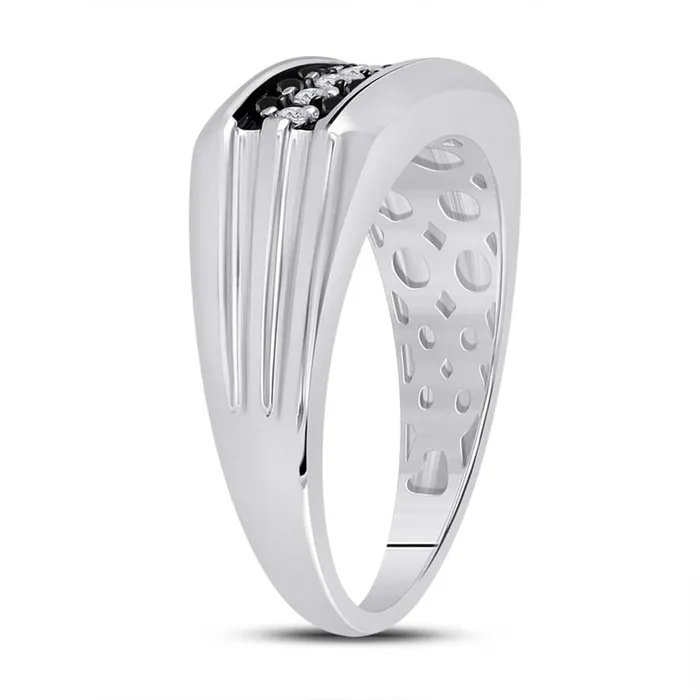 Sterling Silver Round Black Diamond Band Ring 12 Cttw gndatlanta Rings
