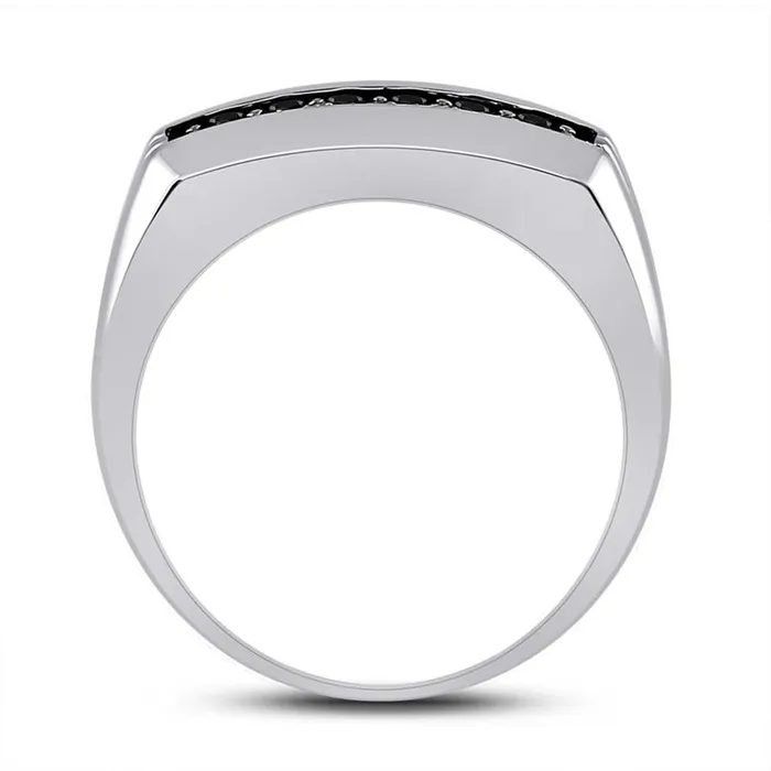 Sterling Silver Round Black Diamond Band Ring 12 Cttw gndatlanta Rings