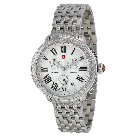 Watches JMS always Original Michele Serein Diamond Silver Dial Chronograph Ladies Watch Watches JMS always Original Michele Serein Diamond Silver Dial Chronograph Ladies Watch