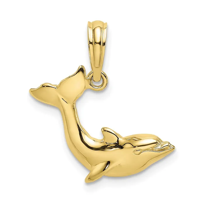 10K Textured Dolphin Jumping Charm TreasureFineJewelers Charm Necklaces