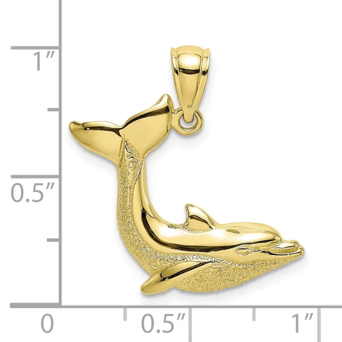 10K Textured Dolphin Jumping Charm TreasureFineJewelers Charm Necklaces